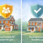 Illustration comparing insurance protection for rental properties versus owner-occupied homes, highlighting different risk profiles.